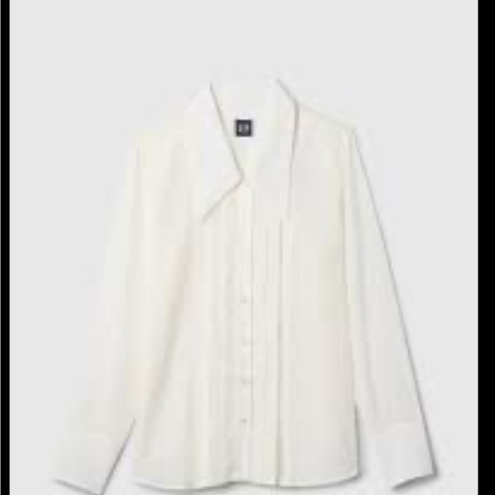 GAP white sheer tuxedo Collared Shirt med - Picture 2 of 2